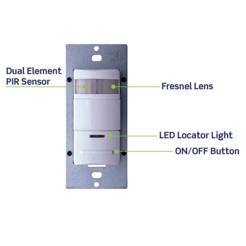 Leviton مستشعر حركة مفتاح الحائط ليفيتون ديكورا 120/277 فولت، ODS10-IDE، أبيض - Image 4